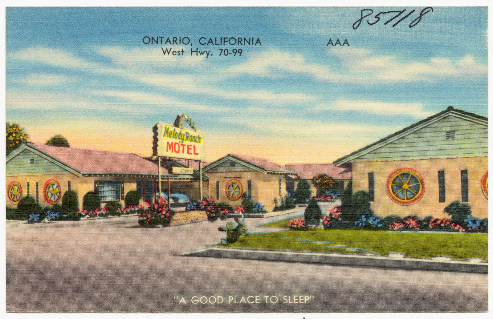 Melody Rancy Motel, Ontario, California, West Hwy. 70-99, Boston Public Library - undated