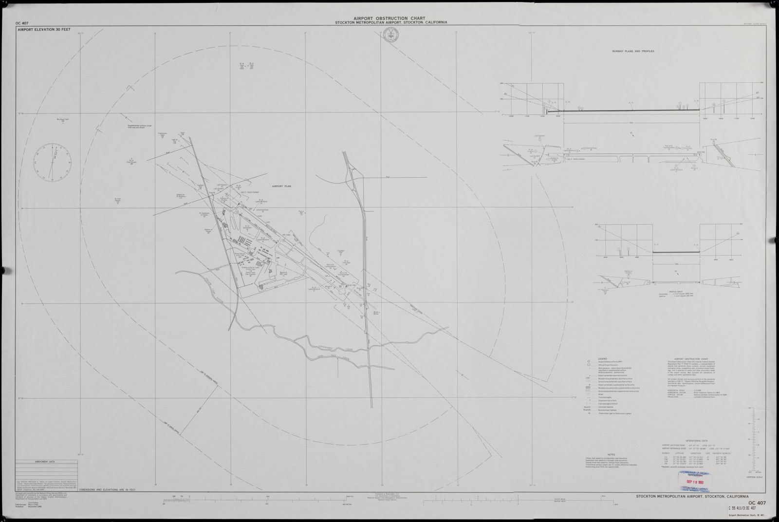 Airport obstruction chart, OC 407, Stockton Metropolitan Airport, Stockton, California, Boston Public Library - undated