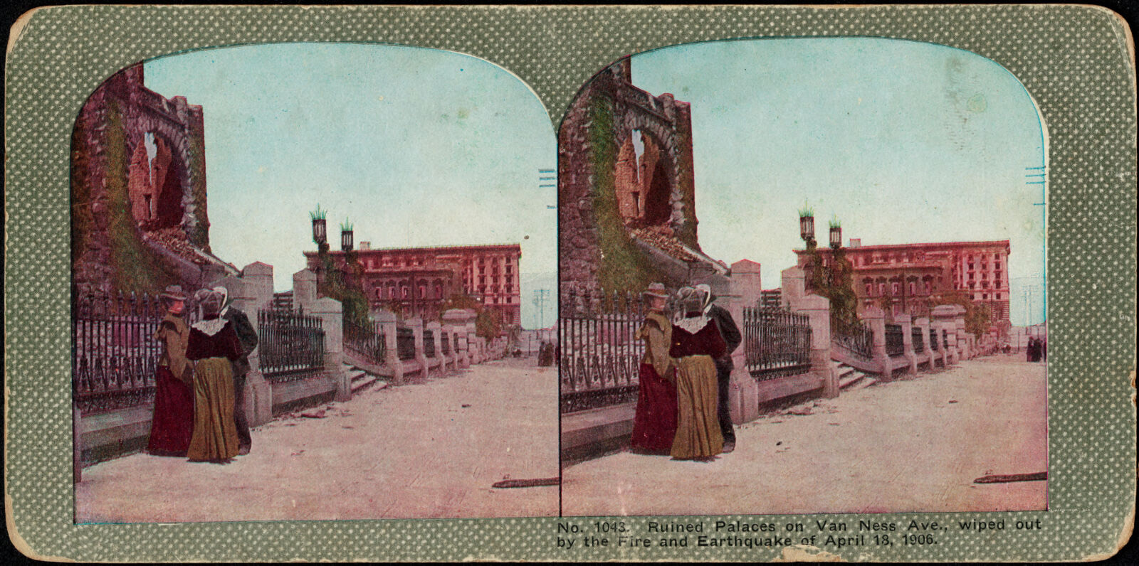 Ruined palaces on Van Ness Ave., wiped out by the fire and earthquake of April 18, 1906, Boston Public Library - undated