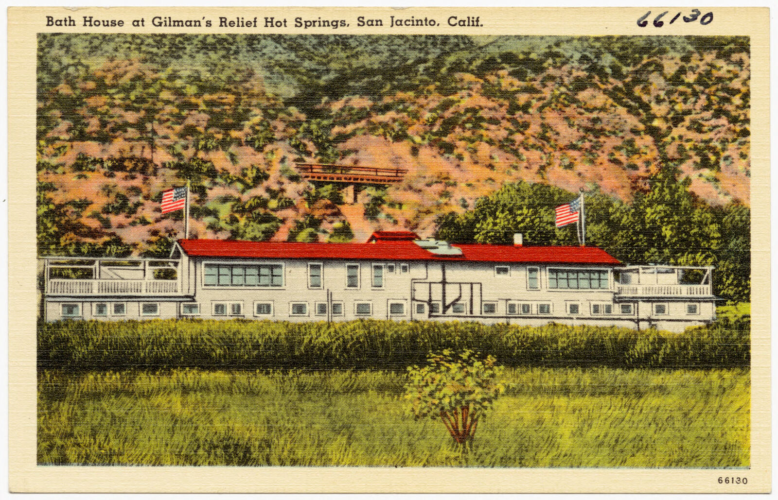 Bath House at Gilman's Relief Hot Springs, San Jacinto, Calif., Boston Public Library - undated