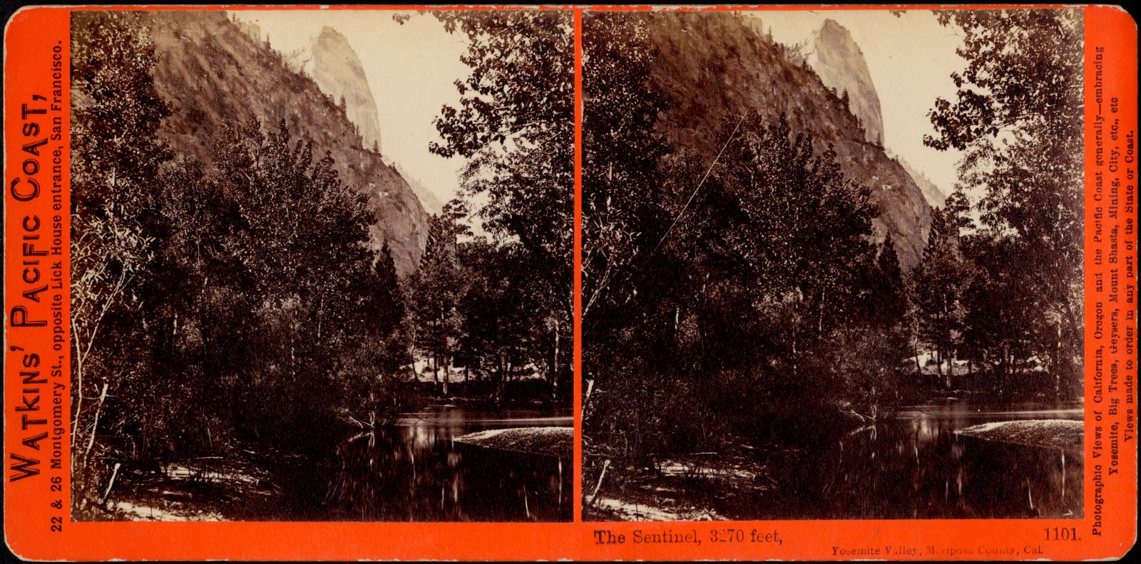 The Sentinel, 3270 feet, Yosemite Valley, Mariposa County, Cal., Boston Public Library - undated