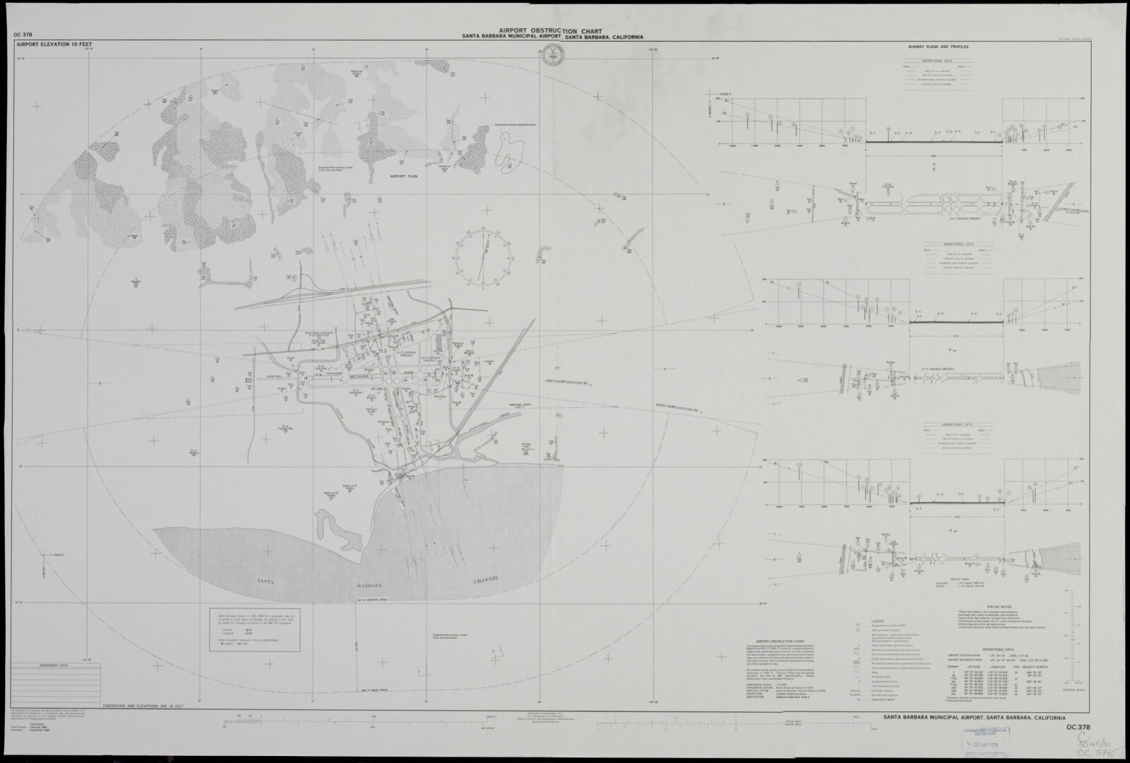 Airport obstruction chart, OC 378, Santa Barbara Municipal Airport, Santa Barbara, California, Boston Public Library - undated