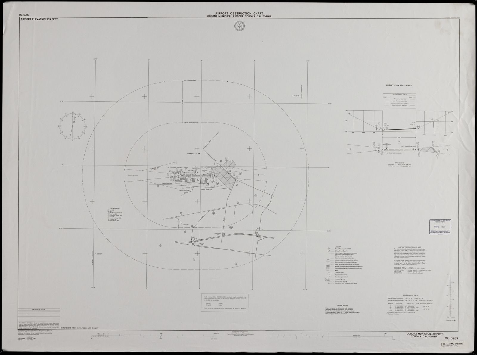 Airport obstruction chart, OC 5987, Corona Municipal Airport, Corona, California, Boston Public Library - undated