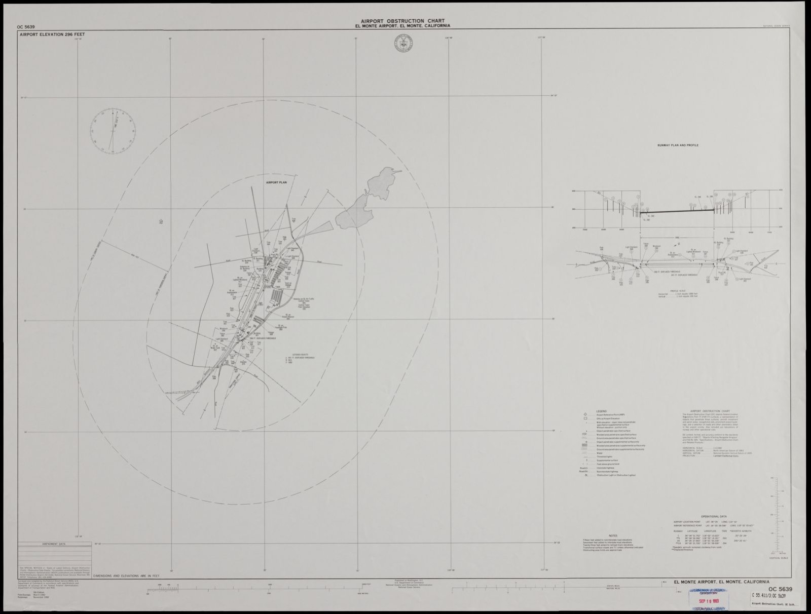 Airport obstruction chart, OC 5639, El Monte Airport, El Monte, California, Boston Public Library - undated
