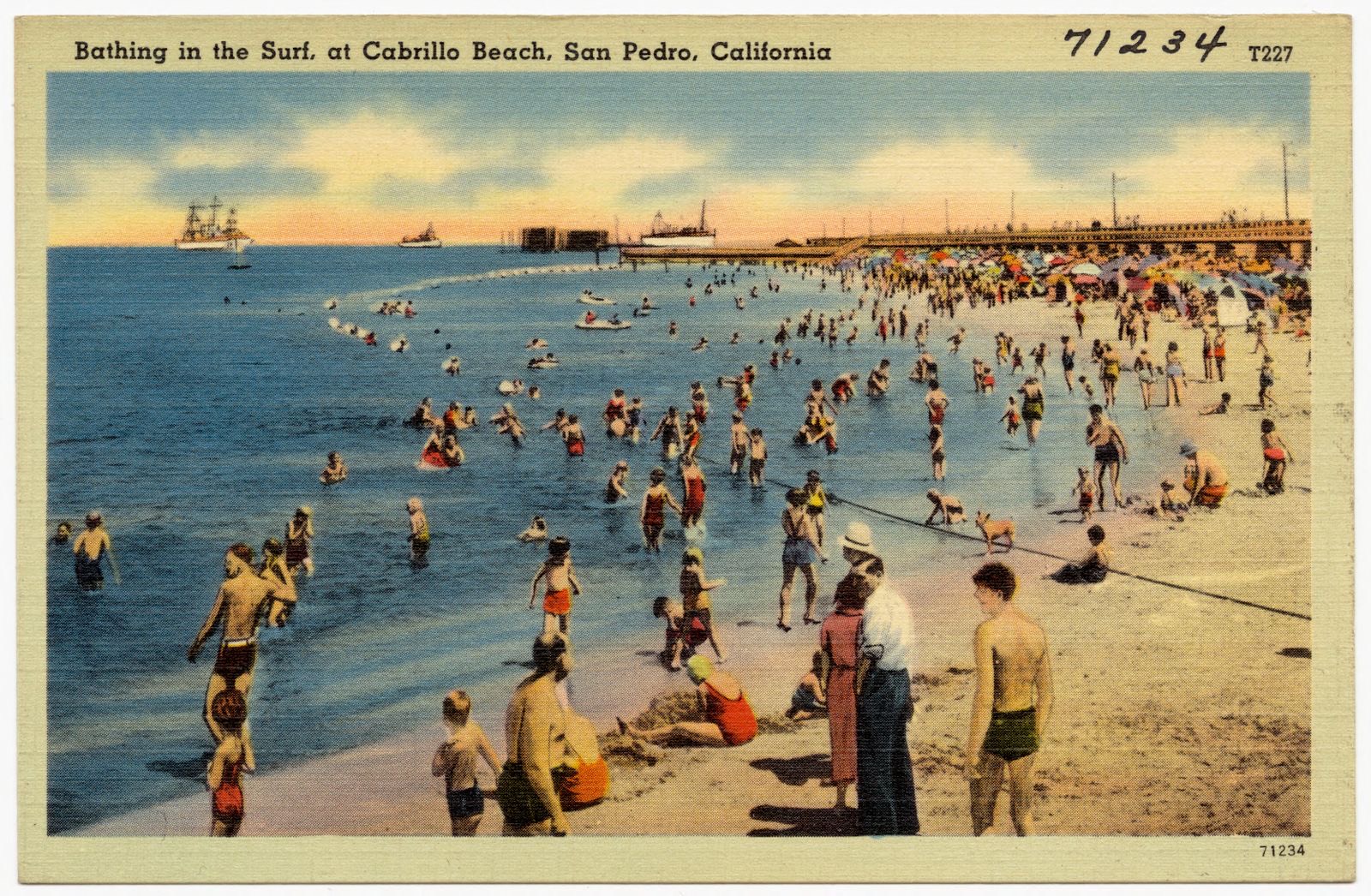 Bathing in the Surf, at Cabrillo Beach, San Pedro, California, Boston Public Library - undated