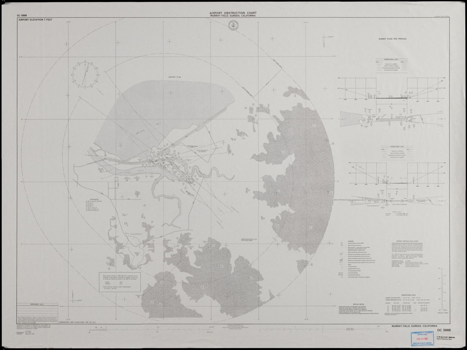 Airport obstruction chart, OC 5888, Murray Field, Eureka, California, Boston Public Library - undated