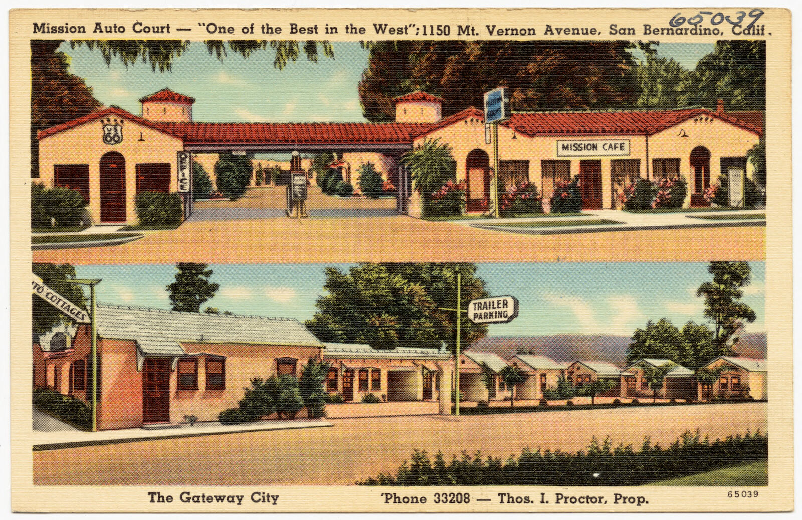 Mission Auto Court -- "One of the Best in the West." 1150 Mt. Vernon Avenue, San Bernardino, Calif., Boston Public Library - undated