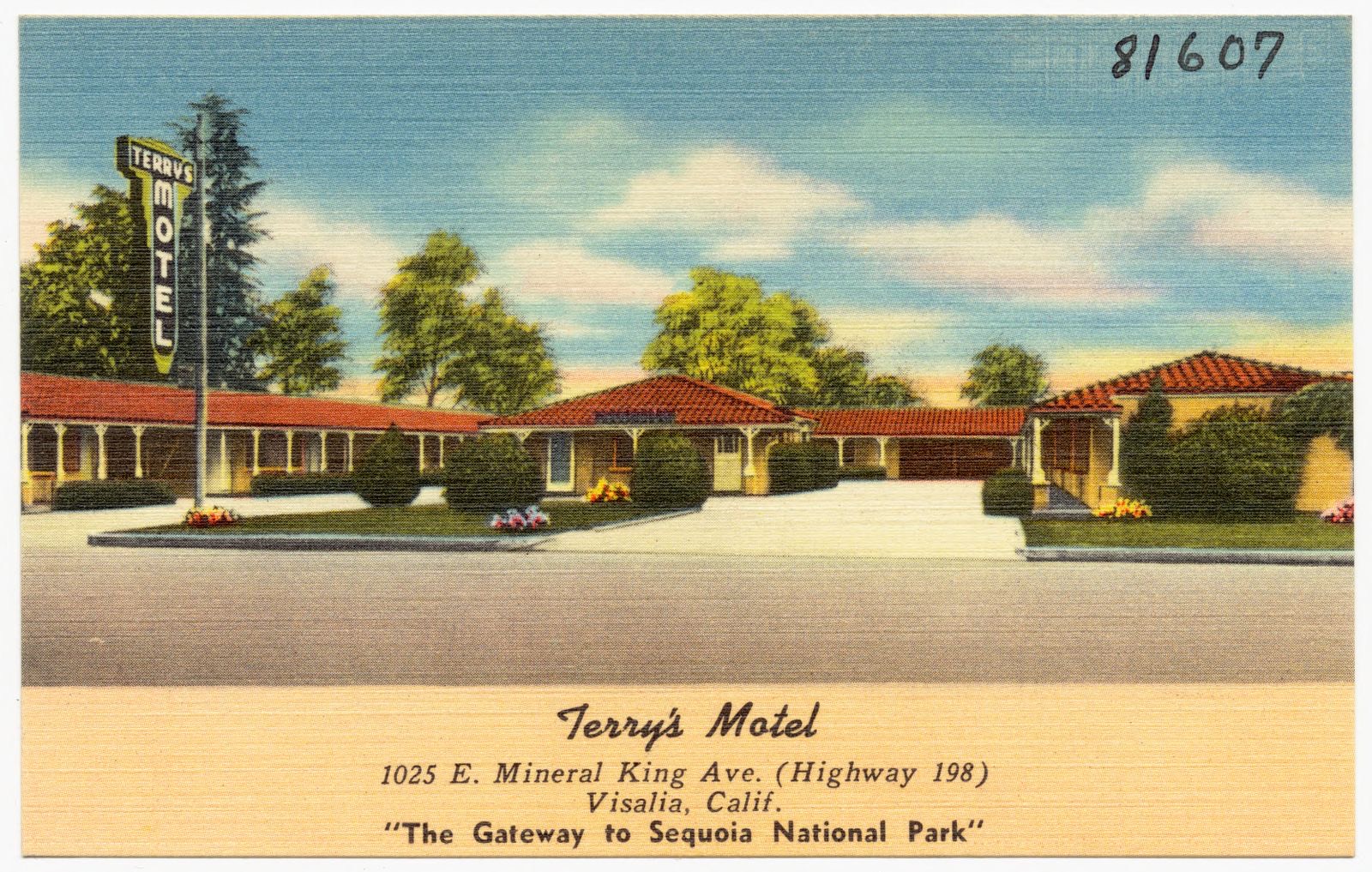 Terry's Motel, 1025 E. Mineral King Ave. (Highway 198), Visalia, Calif., Boston Public Library - undated