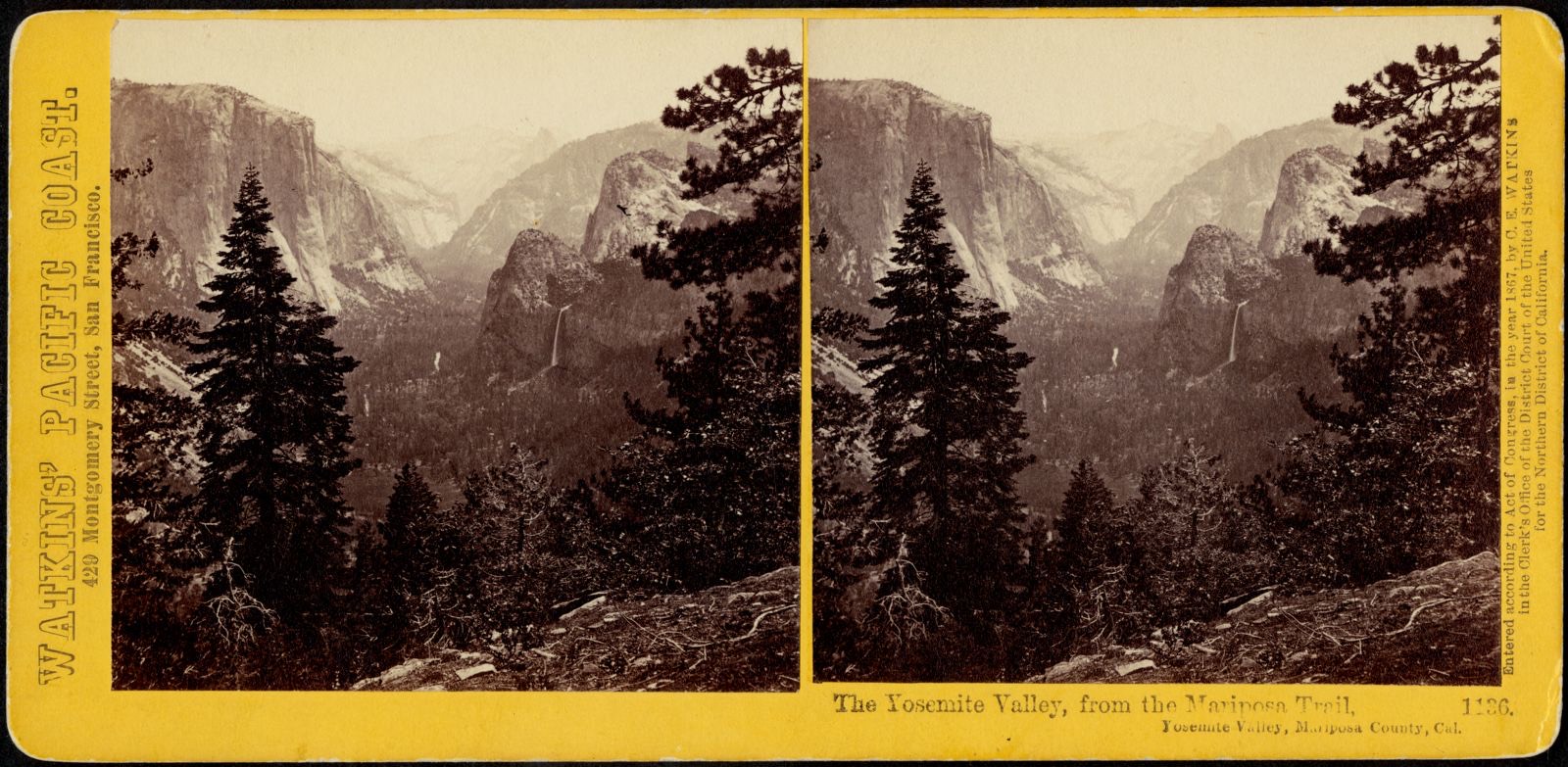 The Yosemite Valley, from the Mariposa Trail, Yosemite Valley, Mariposa County, Cal., Boston Public Library - undated