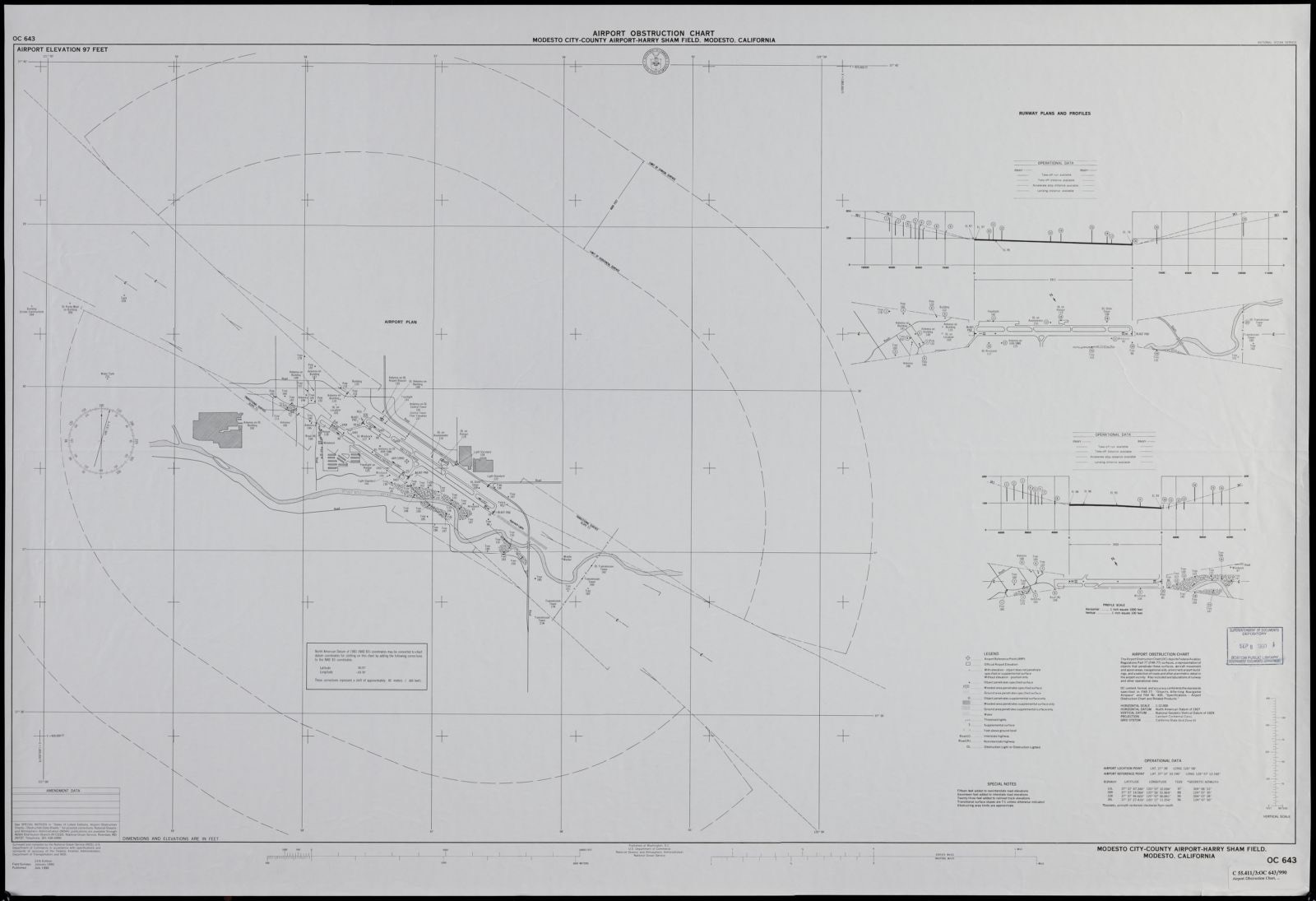 Airport obstruction chart, OC 643, Modesto City-County Airport-Harry Sham Field, Modesto, California, Boston Public Library - undated