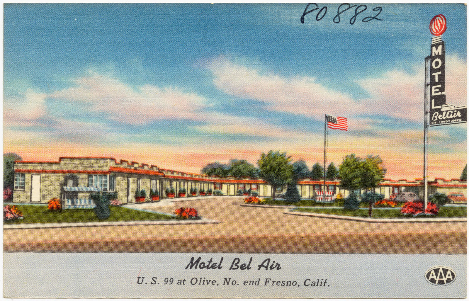 Motel Bel Air, U. S. 99 at Olive, No. end Fresno, Calif., Boston Public Library - undated