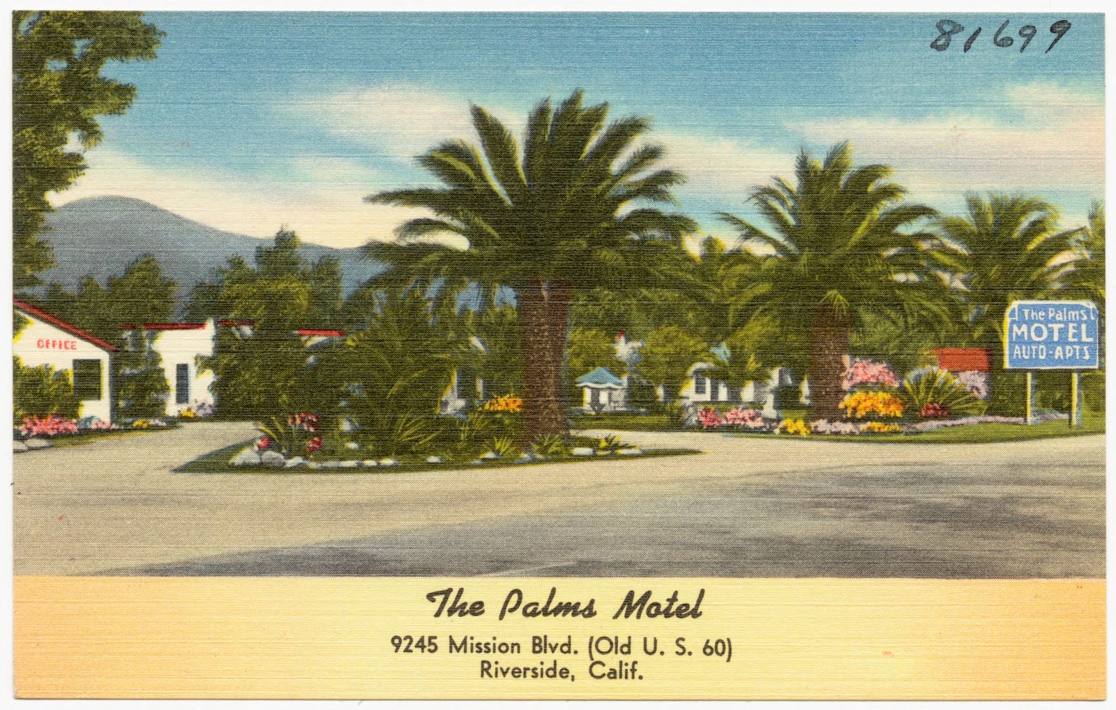 The Palms Motel, 9245 Mission Blvd. (Old U. S. 60), Riverside, Calif., Boston Public Library - undated