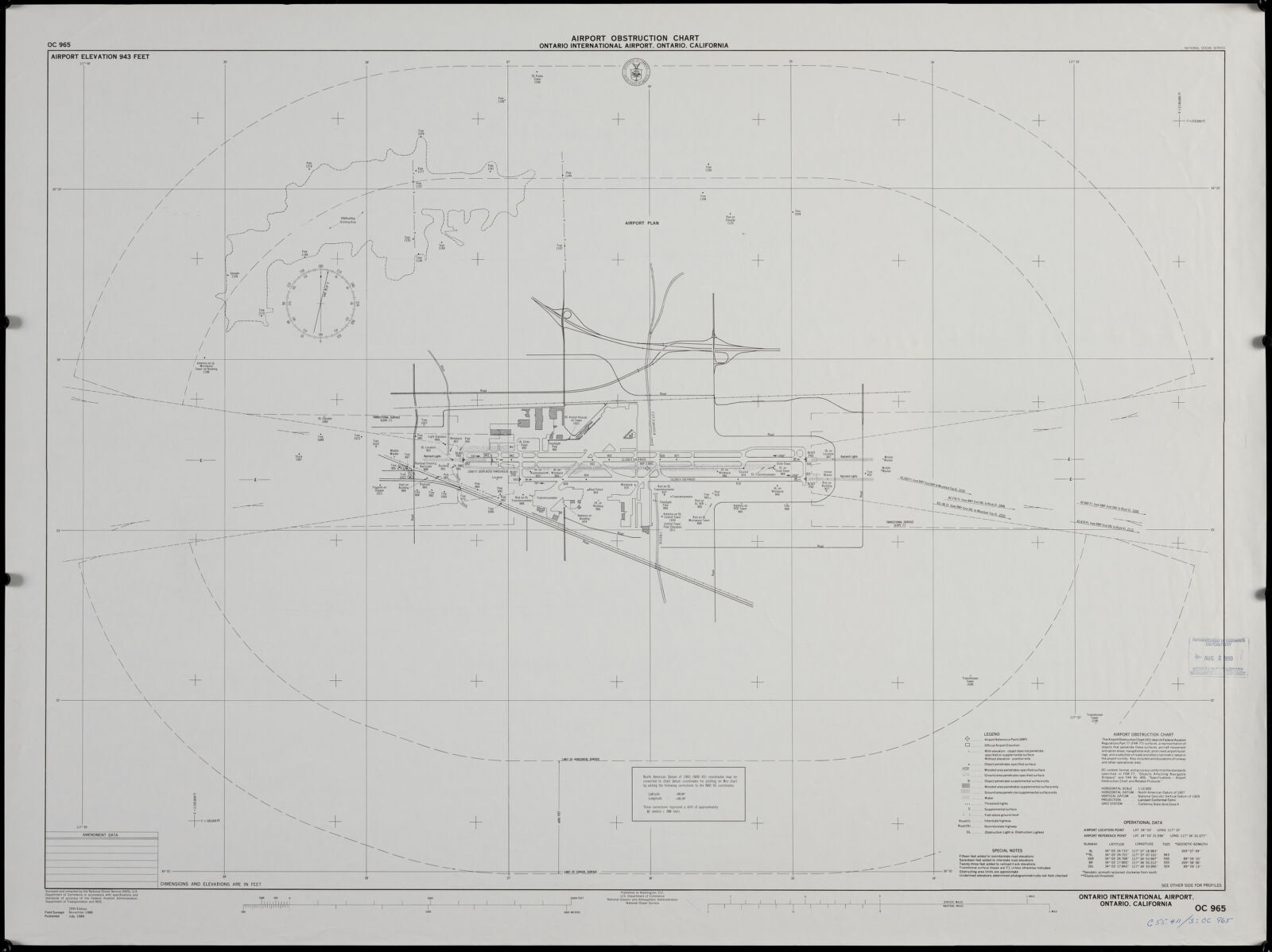 Airport obstruction chart, OC 965, Ontario International Airport, Ontario, California, Boston Public Library - undated