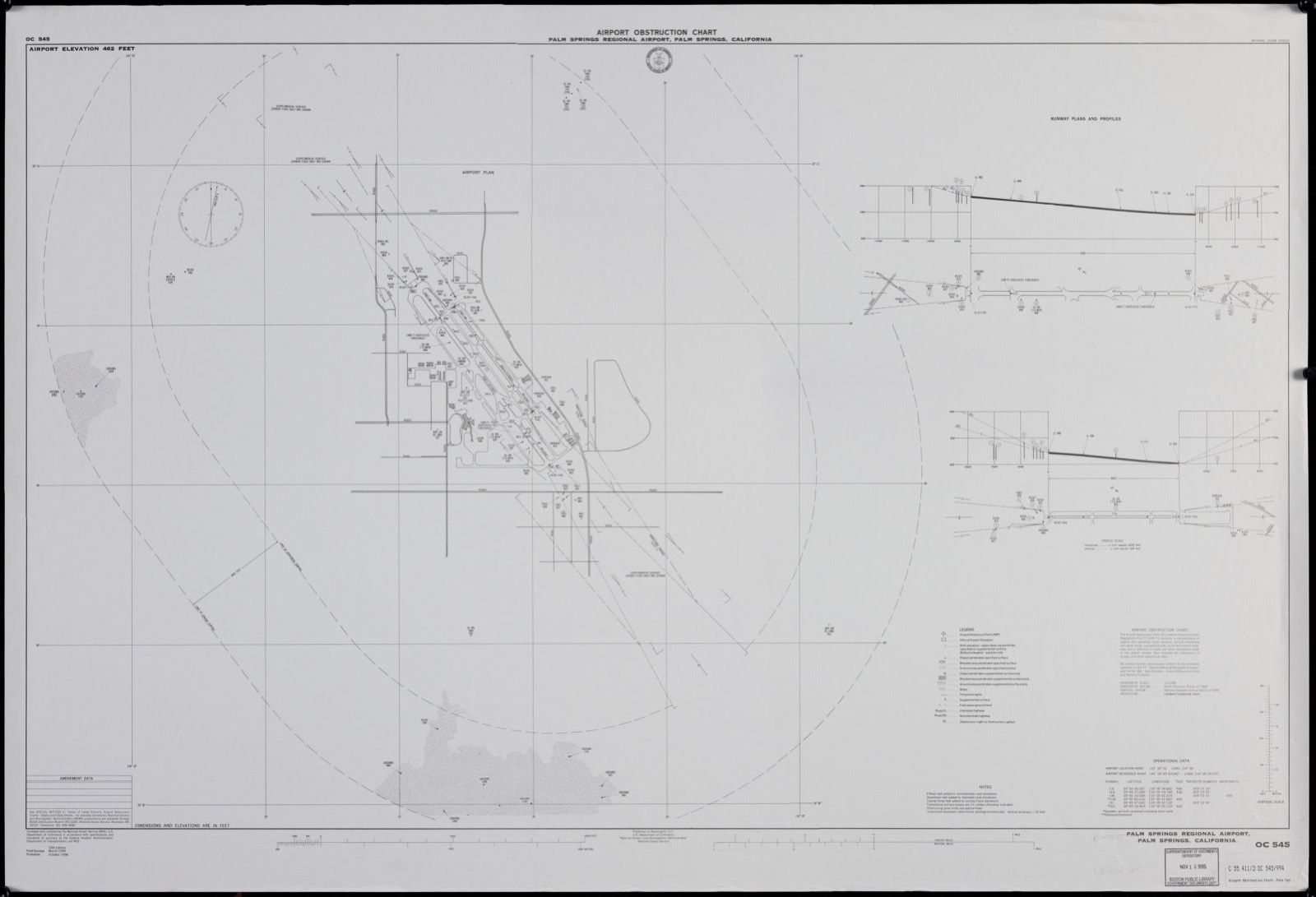 Airport obstruction chart, OC 545, Palm Springs Regional Airport, Palm Springs, California, Boston Public Library - undated