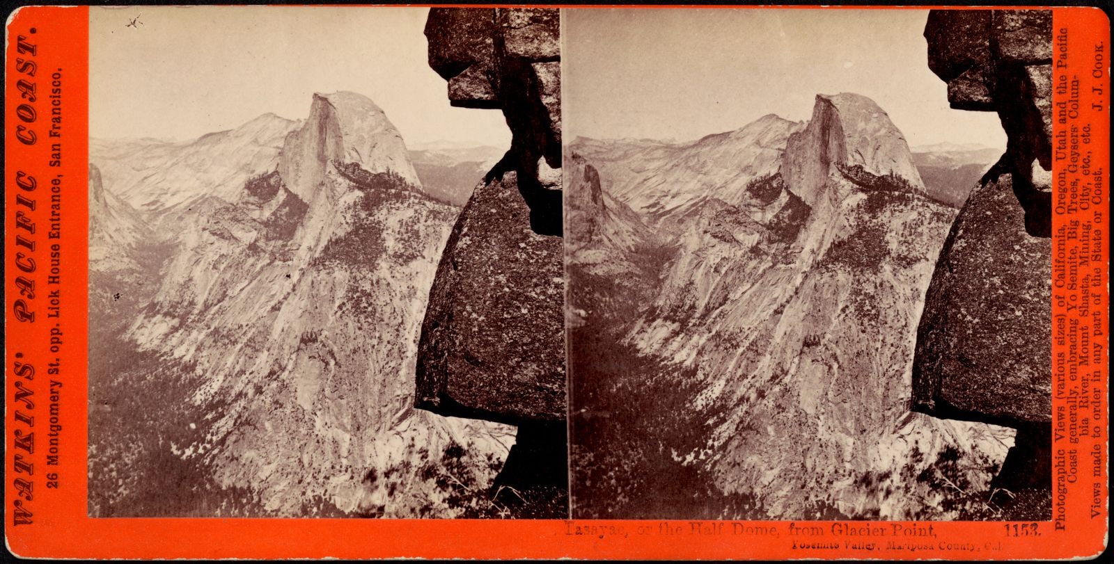 Tasayac, or the Half Dome, from Glacier Point, Yosemite Valley, Mariposa County, Cal., Boston Public Library - undated
