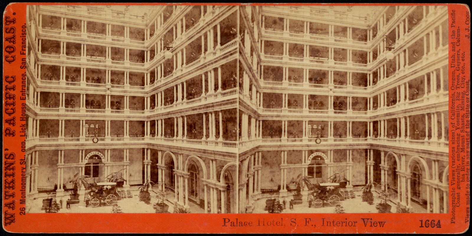 Palace Hotel, S. F., interior view, Boston Public Library - undated