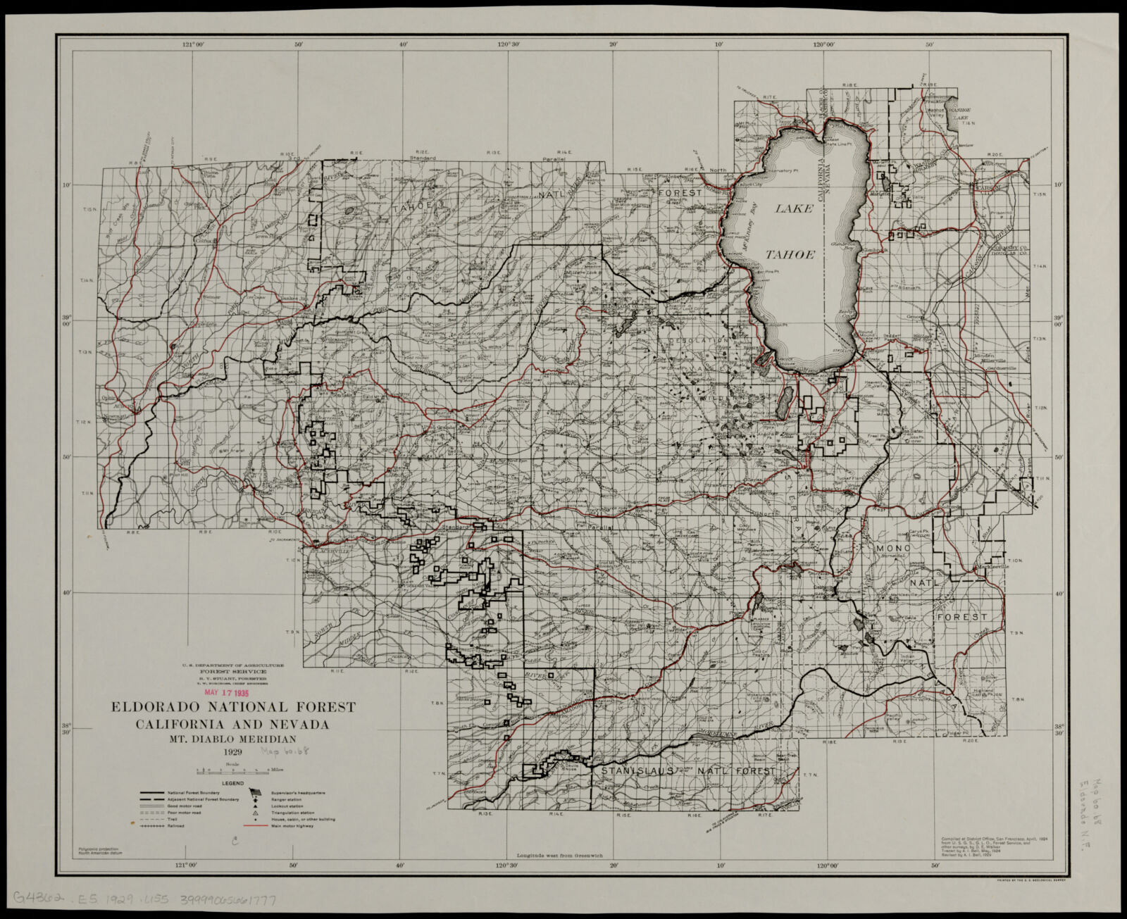 Eldorado National Forest, California and Nevada, Boston Public Library - undated
