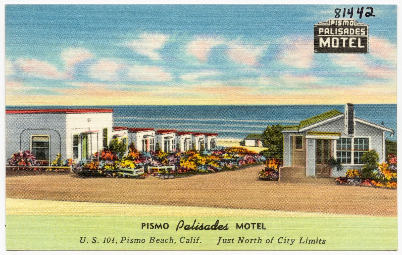 Pismo Palisades Motel, U. S. 101, Pismo Beach, Calif., Just North of City Limits, Boston Public Library - undated