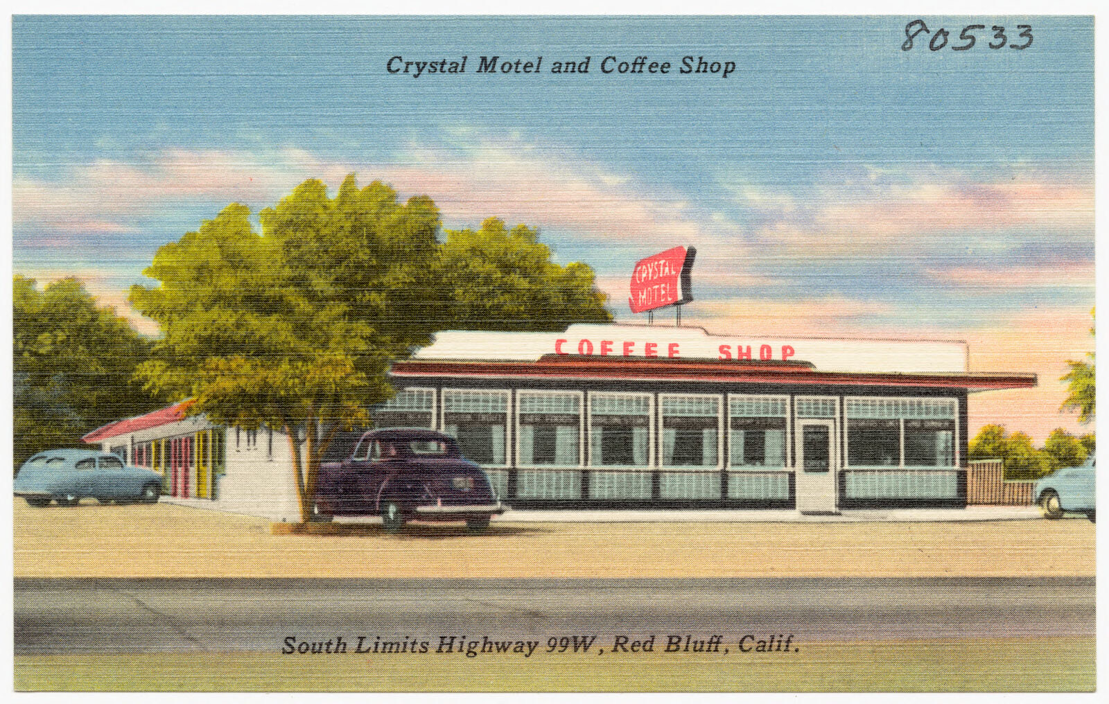 Crystal Motel and Coffee Shop, South Limits Highway 99W, Red Bluff, Calif., Boston Public Library - undated