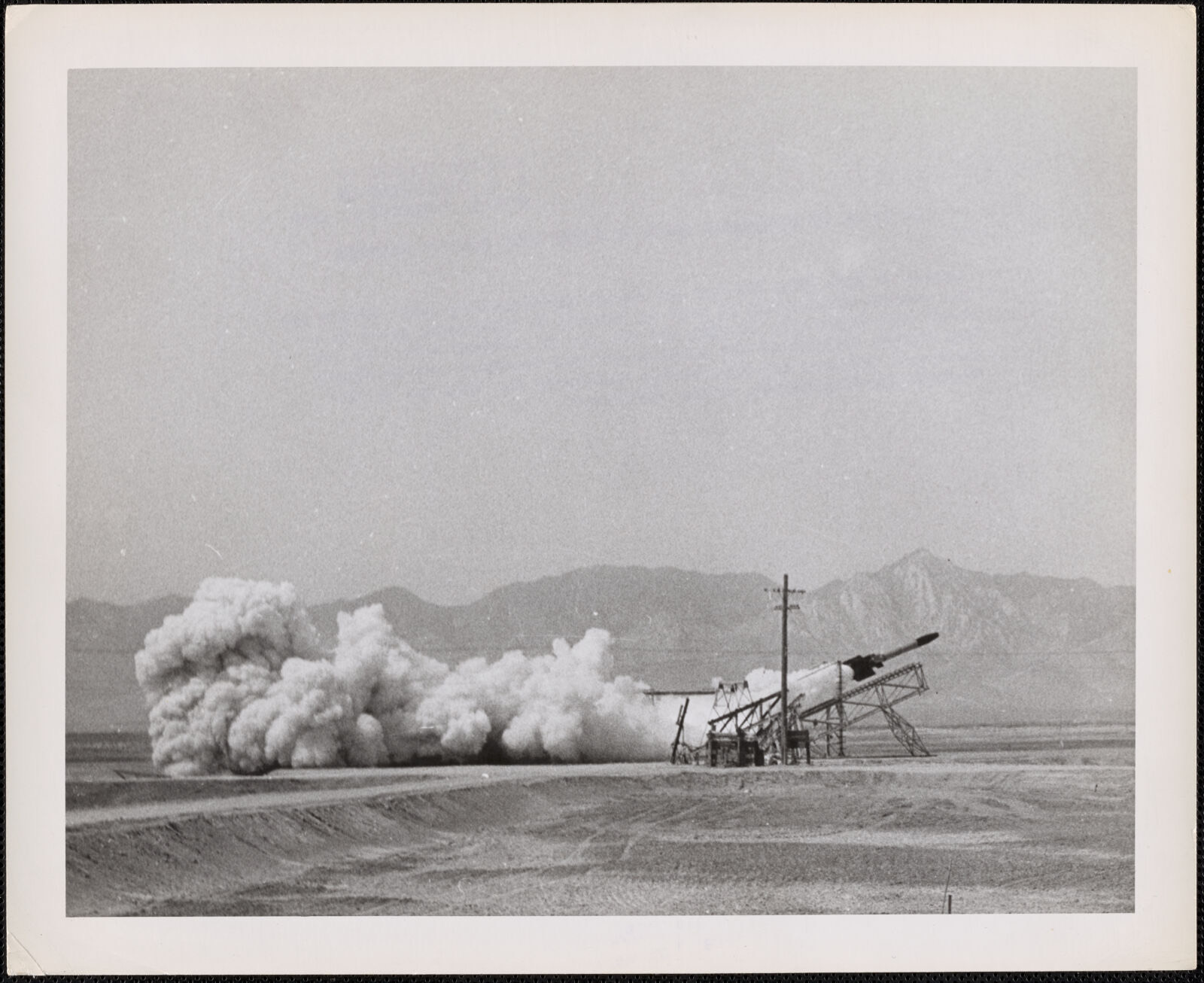 Largest ram jet flies at supersonic speed in first navy test at Inyokern, California, American Legion Museum - undated