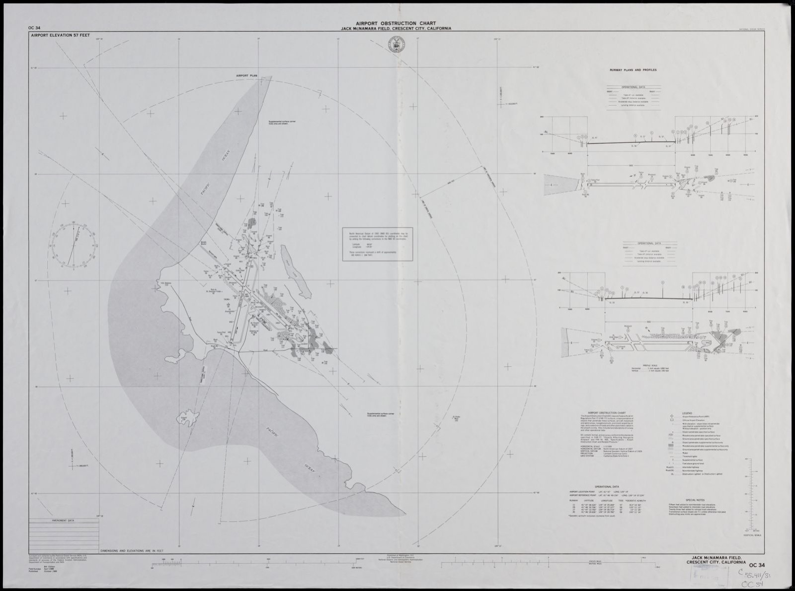 Airport obstruction chart OC 34, Jack McNamara Field, Crescent City, California, Boston Public Library - undated
