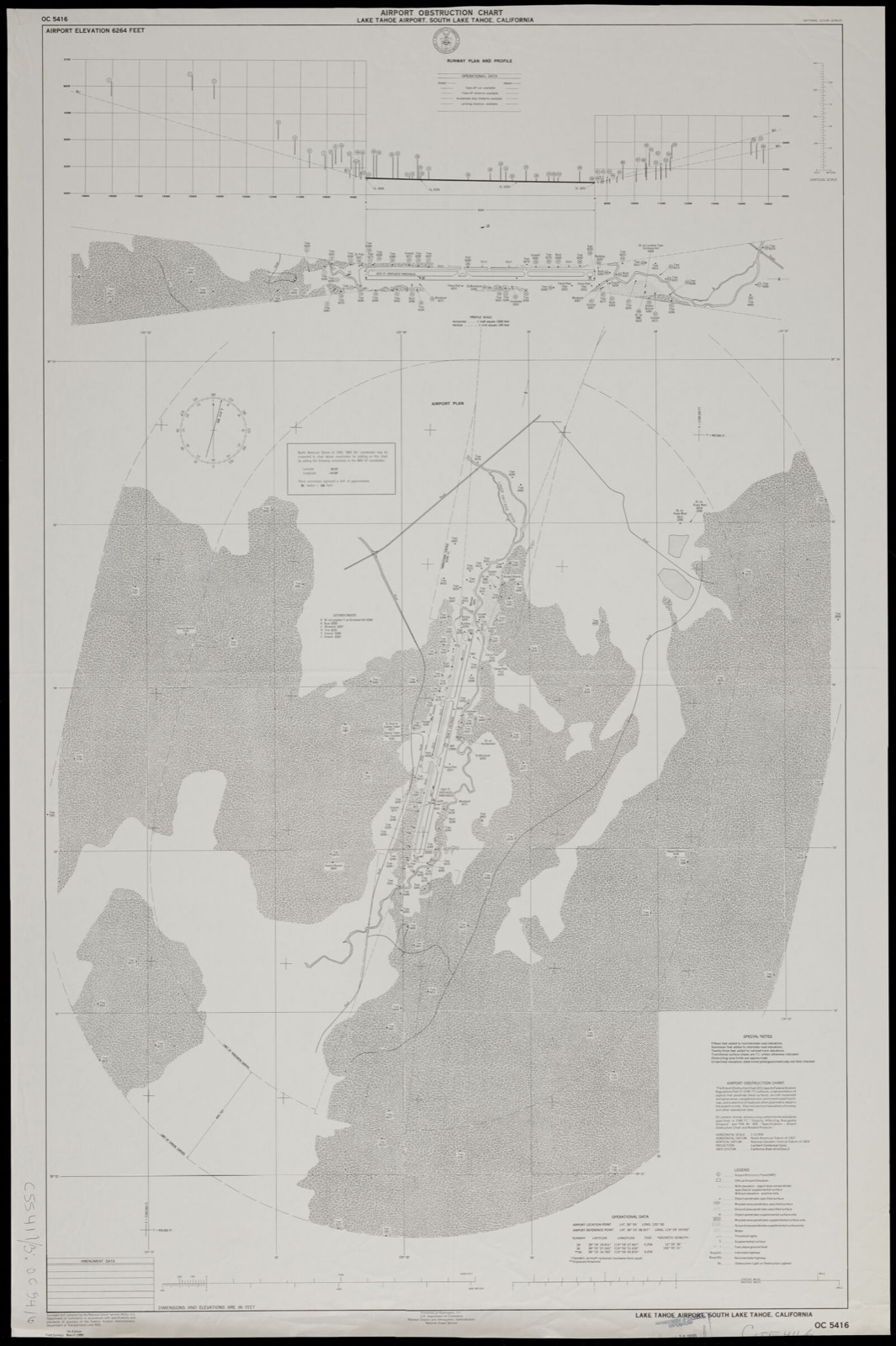 Airport obstruction chart, OC 5416, Lake Tahoe Airport, South Lake Tahoe, California, Boston Public Library - undated