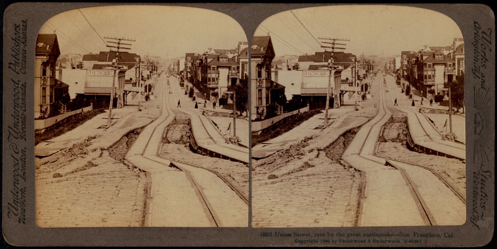 Union Street, torn by the great earthquake, San Francisco, Cal., Boston Public Library - undated