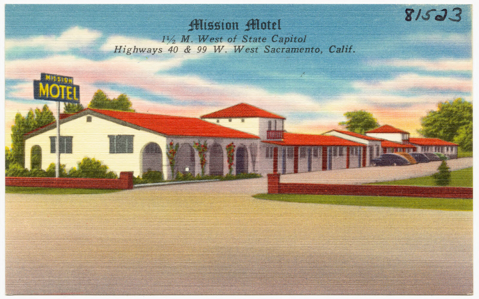 Mission Motel, 1 1/2 M. West of State Capitol, Highways 40 & 99 W. West Sacramento, Calif., Boston Public Library - undated