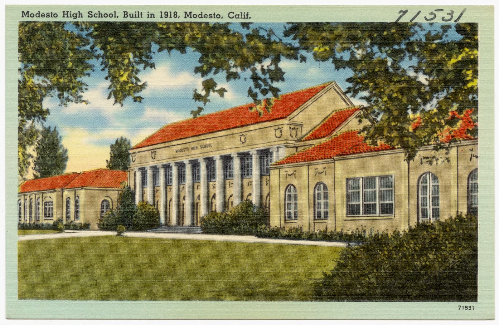 Modesto High School, Built in 1918, Modesto, Calif., Boston Public Library - undated