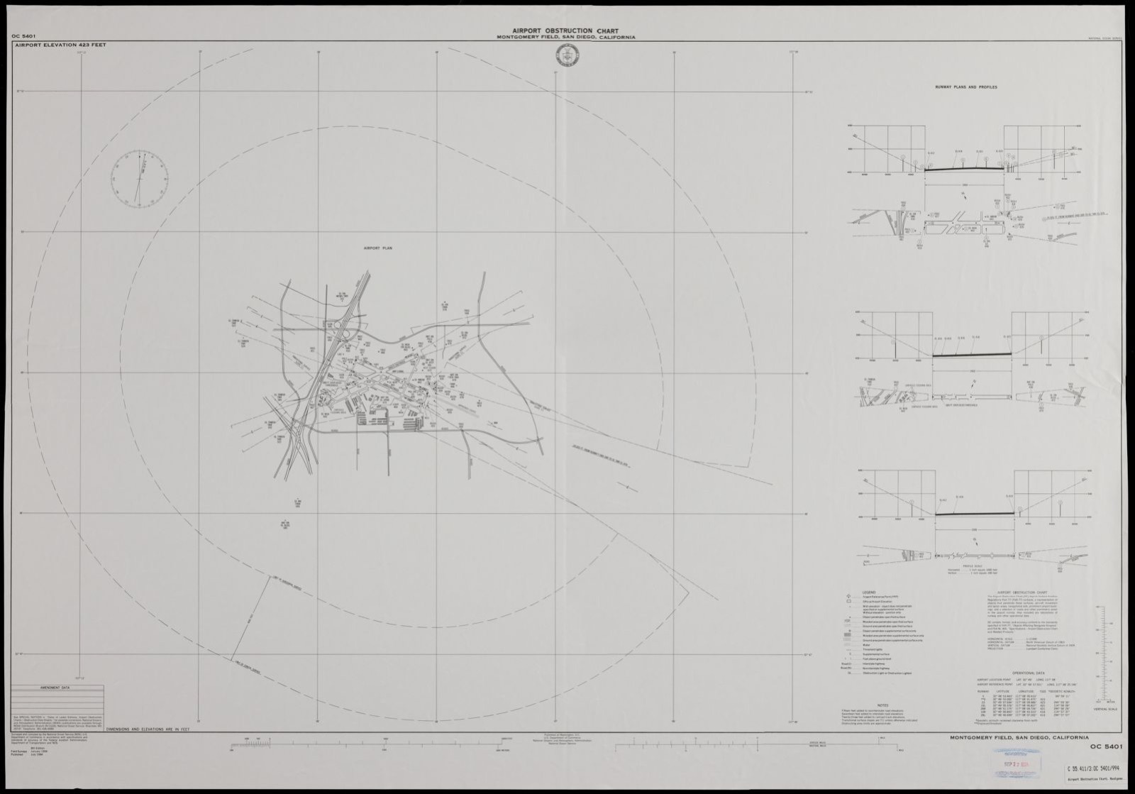 Airport obstruction chart, OC 5401, Montgomery Field, San Diego, California, Boston Public Library - undated