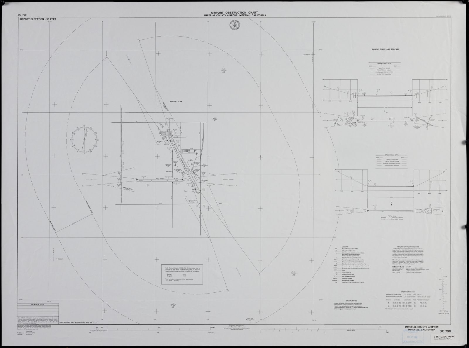 Airport obstruction chart, OC 790, Imperial County Airport, Imperial, California, Boston Public Library - undated