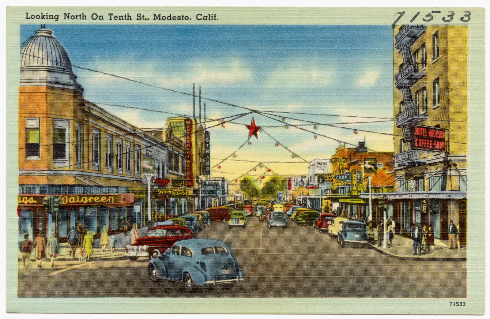 Looking North on Tenth St., Modesto, Calif., Boston Public Library - undated