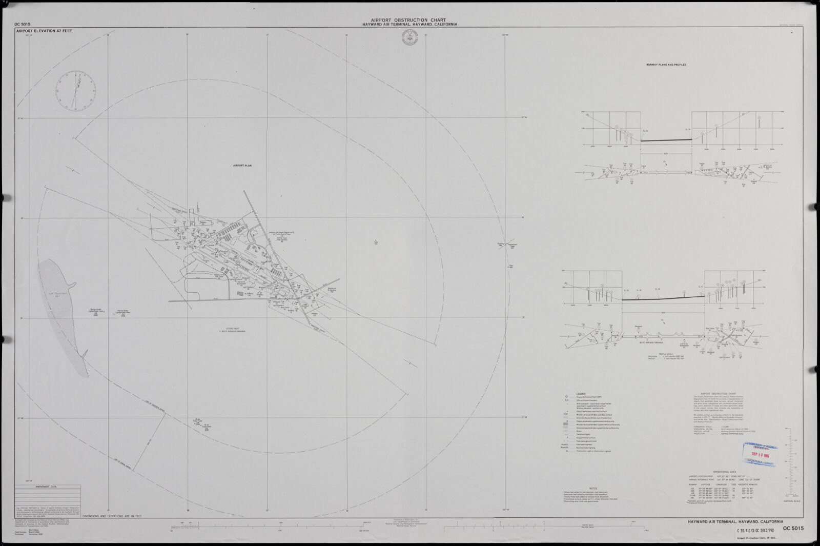 Airport obstruction chart, OC 5015, Hayward Air Terminal, Hayward, California, Boston Public Library - undated