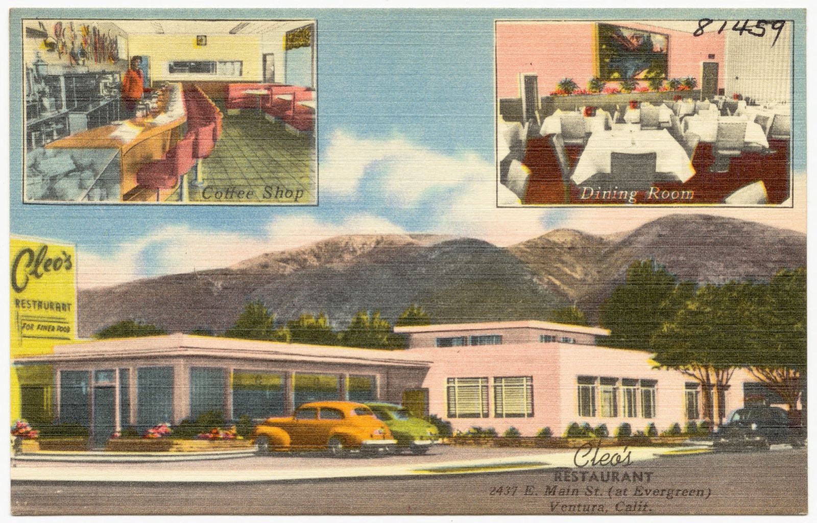 Cleo's Restaurant, 2437 E. Main St. (at Evergreen), Ventura, Calif., Boston Public Library - undated