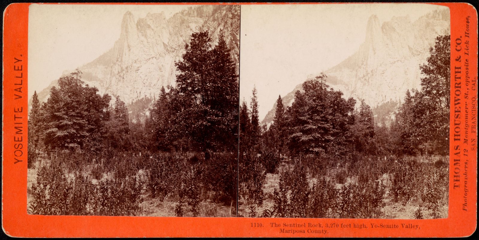 The Sentinel Rock, 3,270 feet high, Yo-Semite Valley, Mariposa County, Boston Public Library - undated