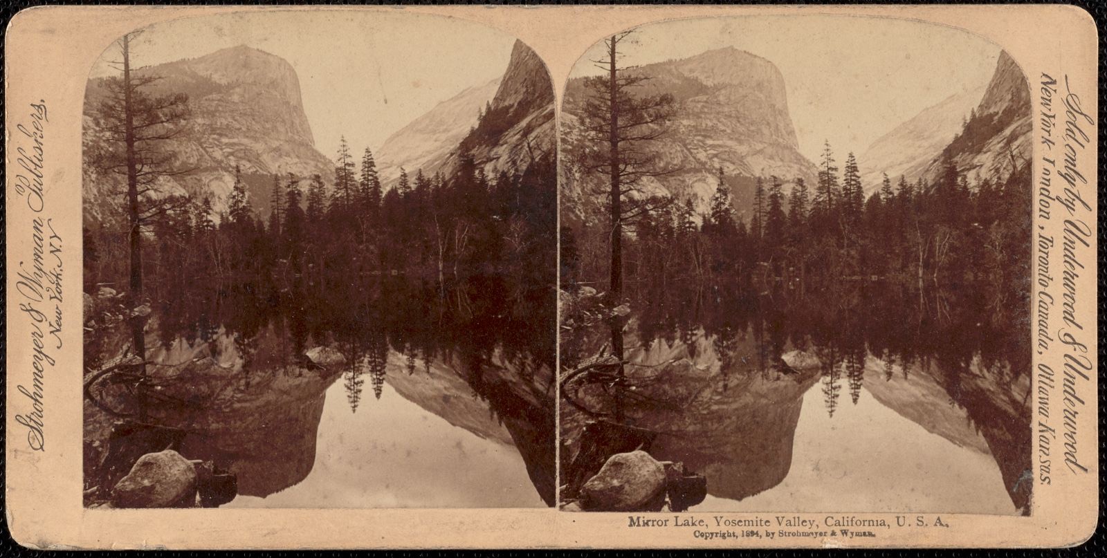 Mirror Lake, Yosemite Valley, California, U.S.A., Boston Public Library - undated
