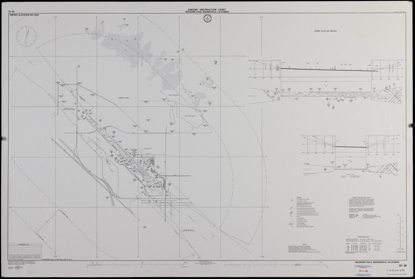 Airport obstruction chart OC 36, Meadows Field, Bakersfield, California, Boston Public Library - undated