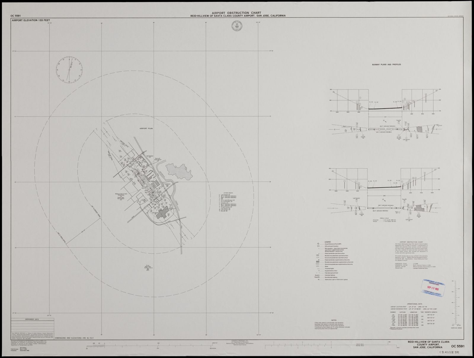 Airport obstruction chart, OC 5991, Reid-Hillview of Santa Clara County Airport, San Jose, California, Boston Public Library - undated