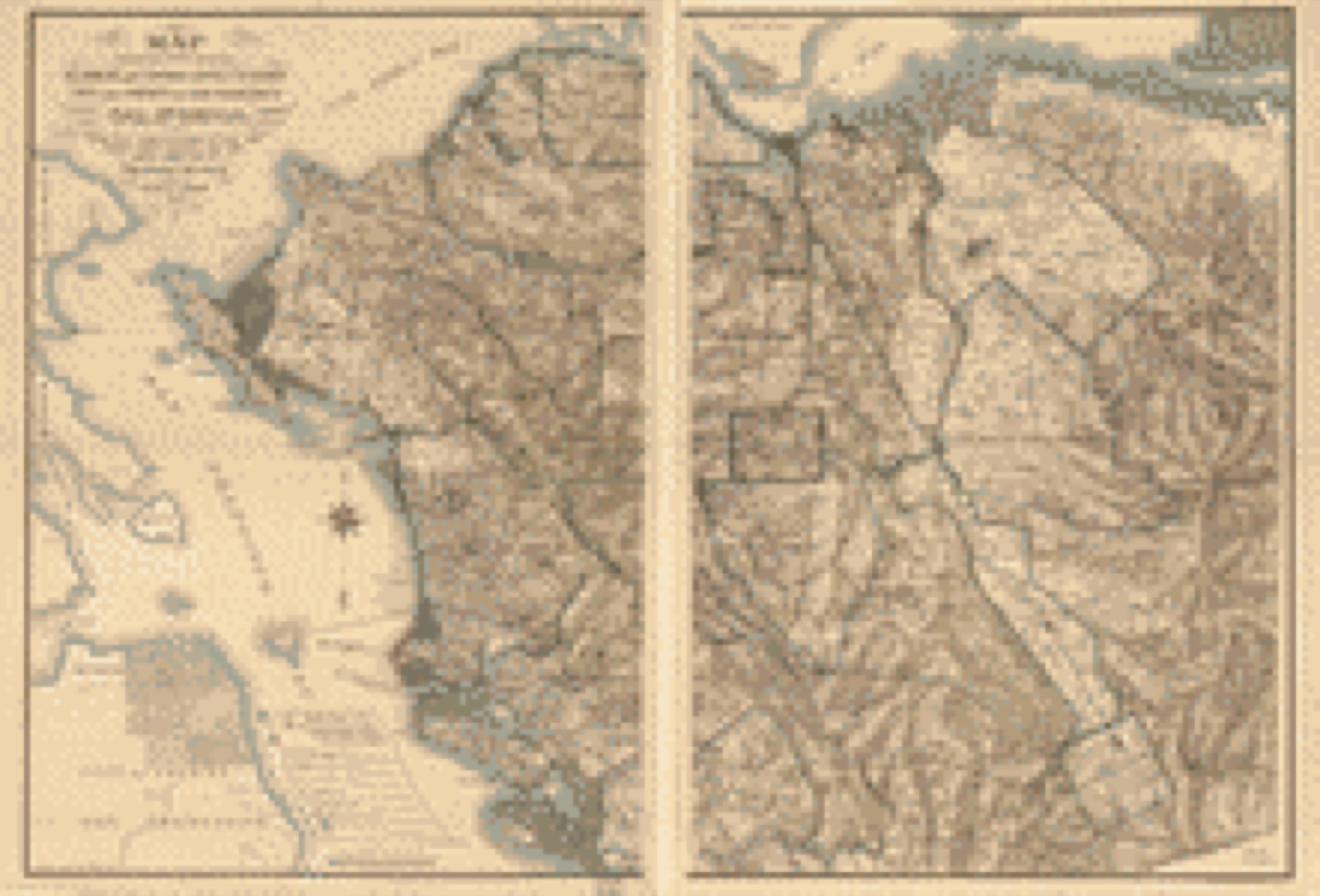 Land ownership map, 1894 - Map showing portions of Alameda and Contra Costa counties, city and county of San Francisco, California, carefully compiled from official and private maps, surveys and data
