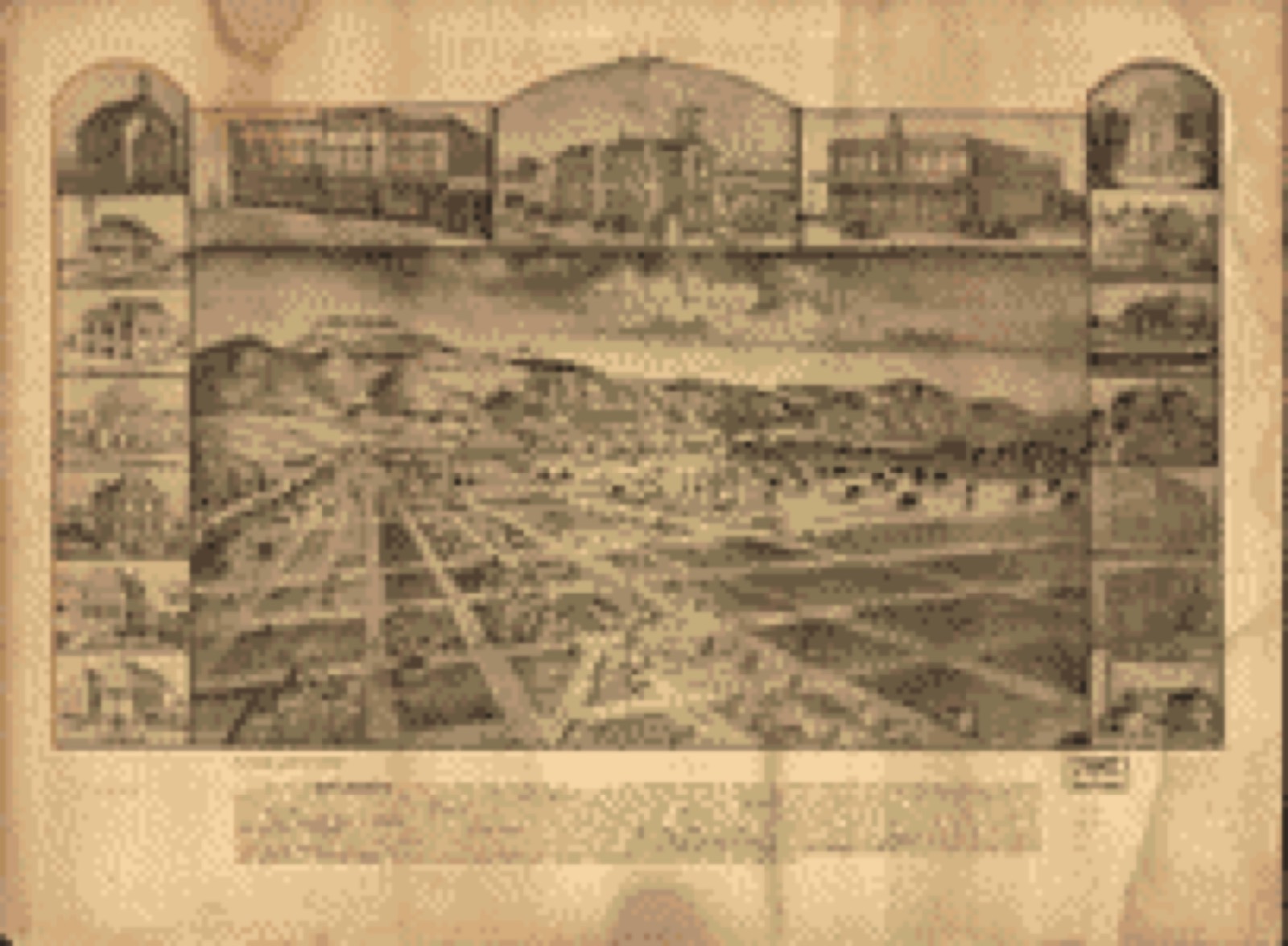 Bird's-eye view, 1886 - The town of San Jacinto is in great San Jacinto Valley, San Diego Co., Cal., twelve miles south of Beaumont (formerly San Gorgonio) on Southern Pacific R.R., and sixteen miles east of Perris, on the California Southern R.R.