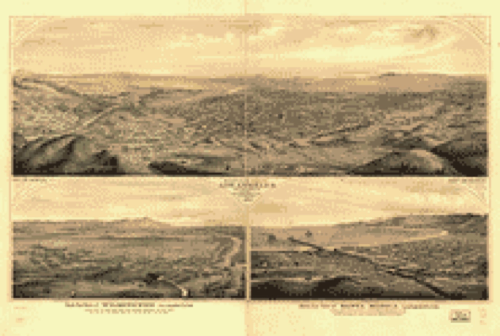 Bird's-eye view, 1877 - Birds eye view of Los Angeles, California