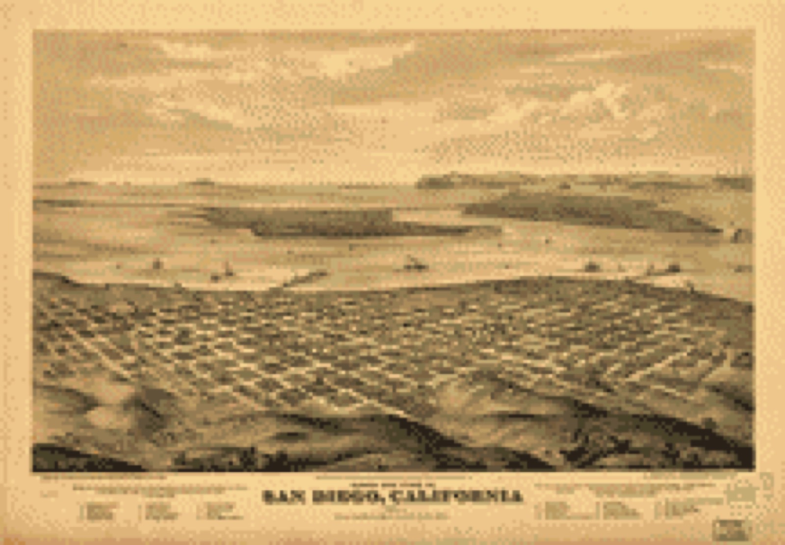 Bird's-eye view, 1876 - Bird's eye view of San Diego, California 1876