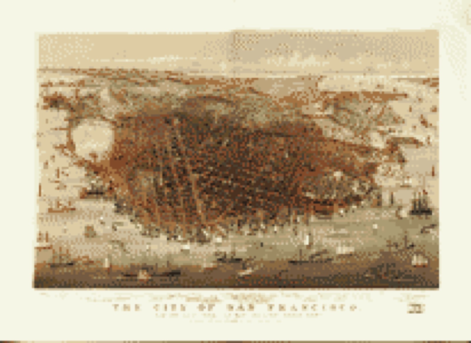 Bird's-eye view, 1878 - The city of San Francisco. Birds eye view from the bay looking south-west