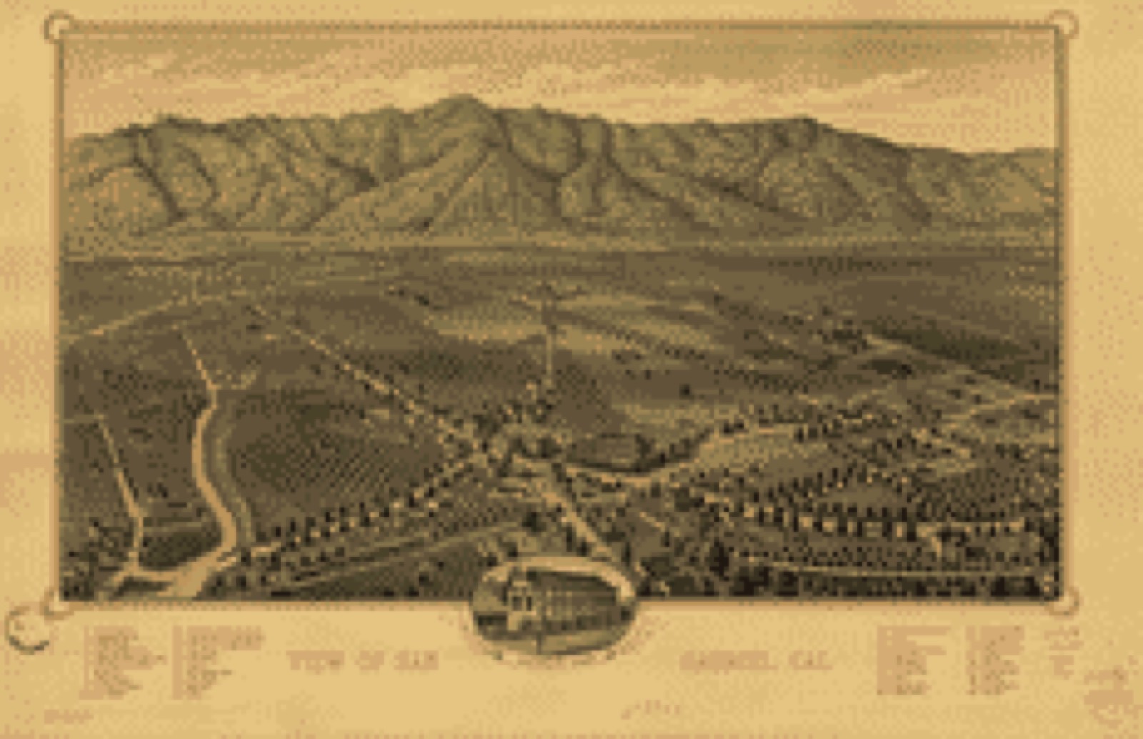 Bird's-eye view, 1893 - View of San Gabriel, Cal