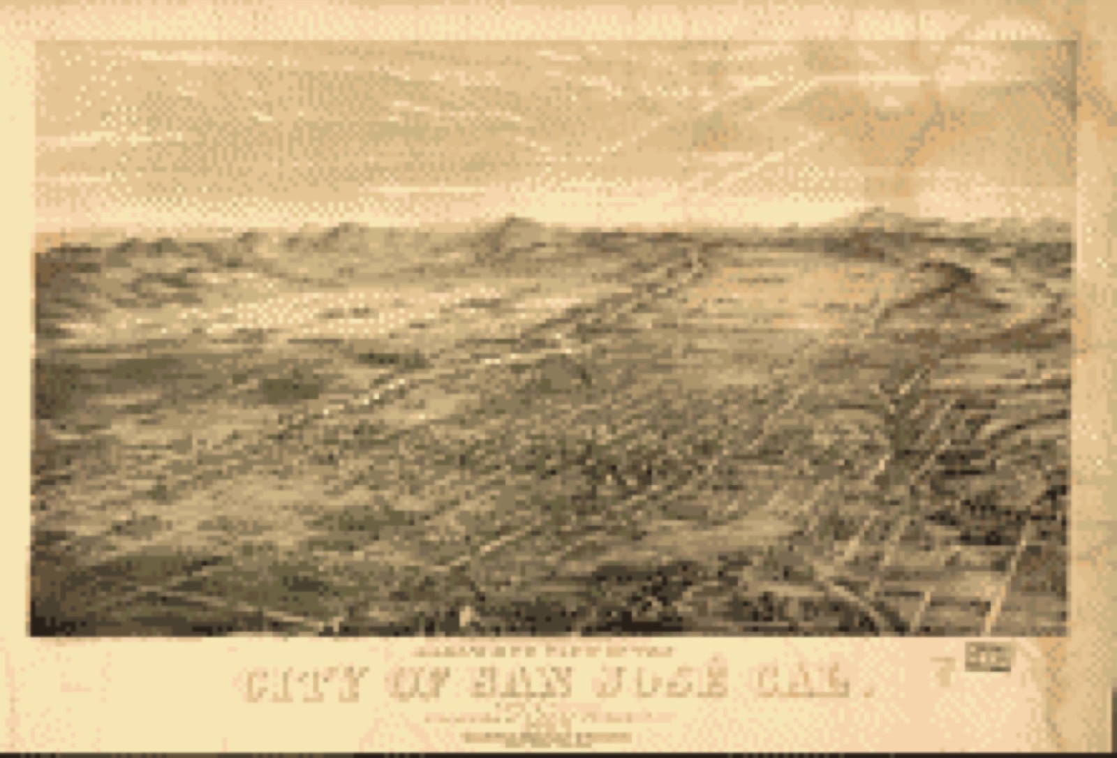 Bird's-eye view, 1869 - Bird's eye view of the city of San José, Cal