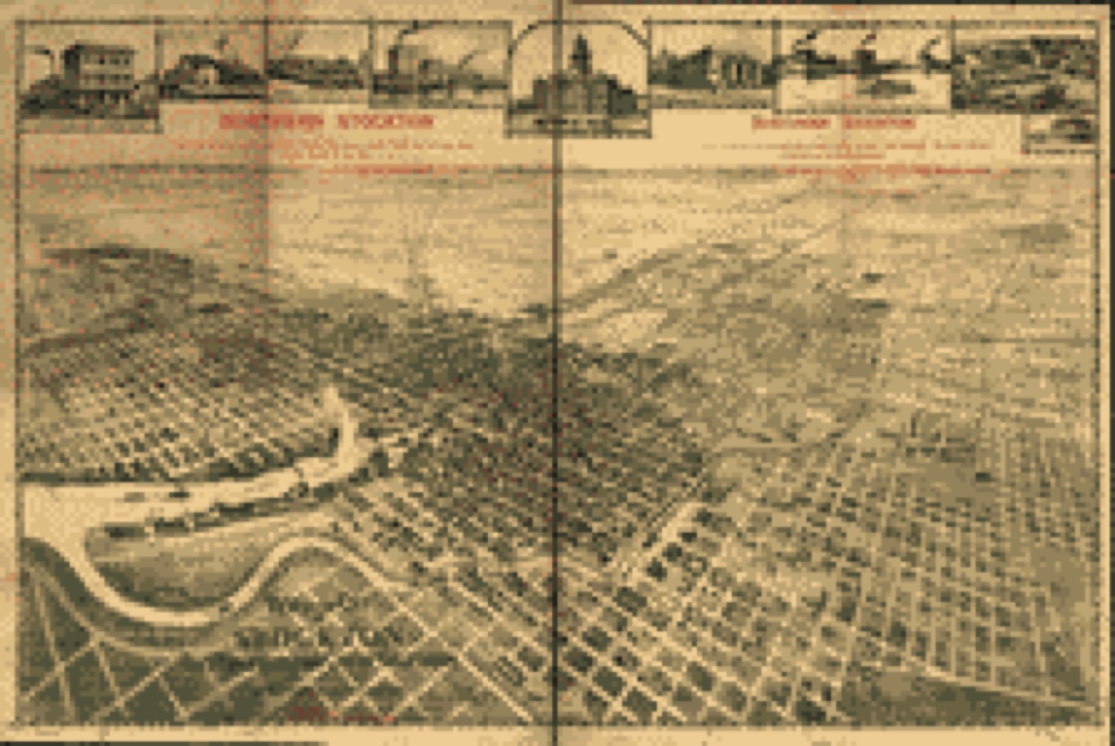 Bird's-eye view, 1895 - View of the city of Stockton, the Manufacturing City of California showing the location of northern Stockton