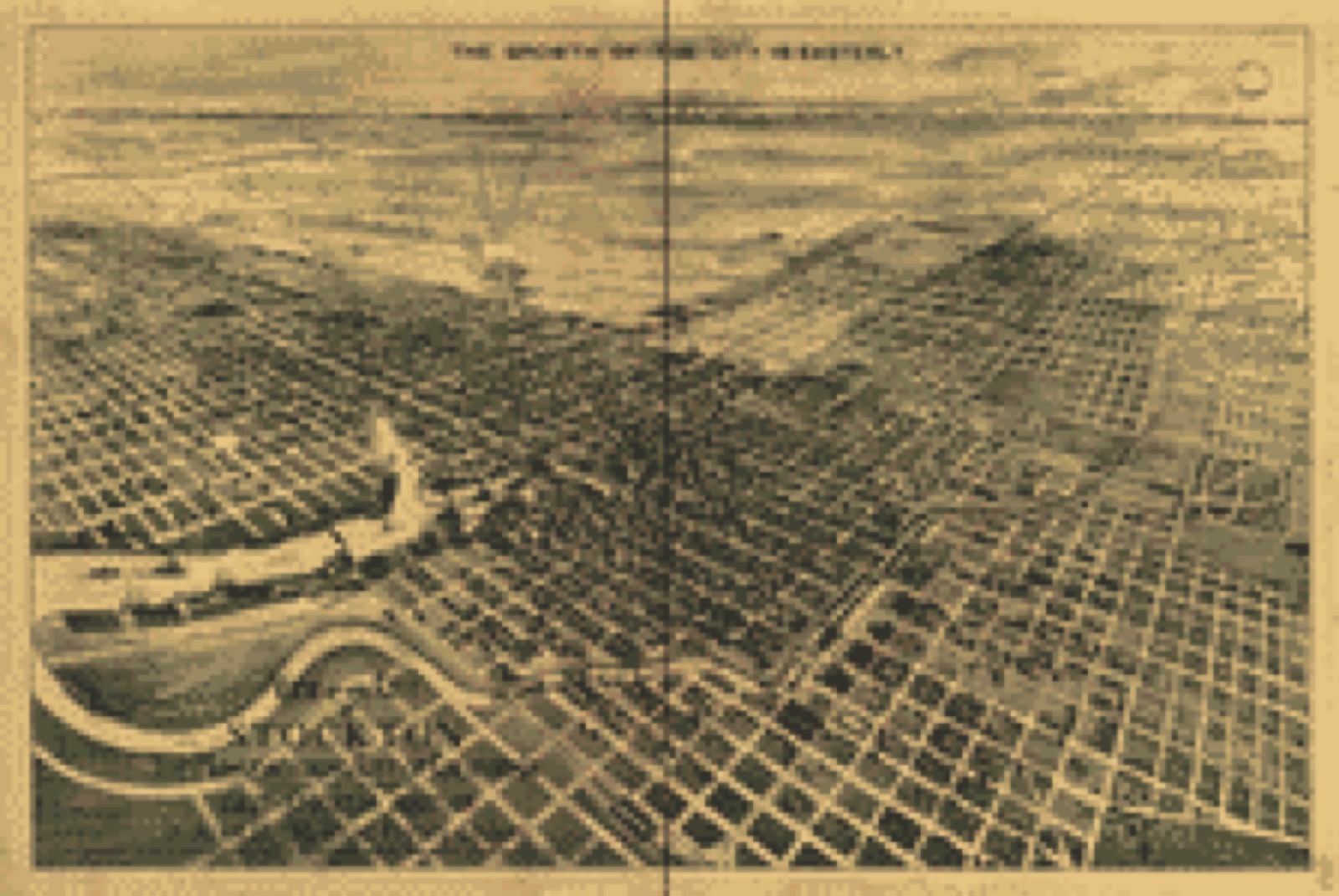 Bird's-eye view, 1895 - View of the city of Stockton, the Manufacturing City of California. Showing the location of East Stockton addition
