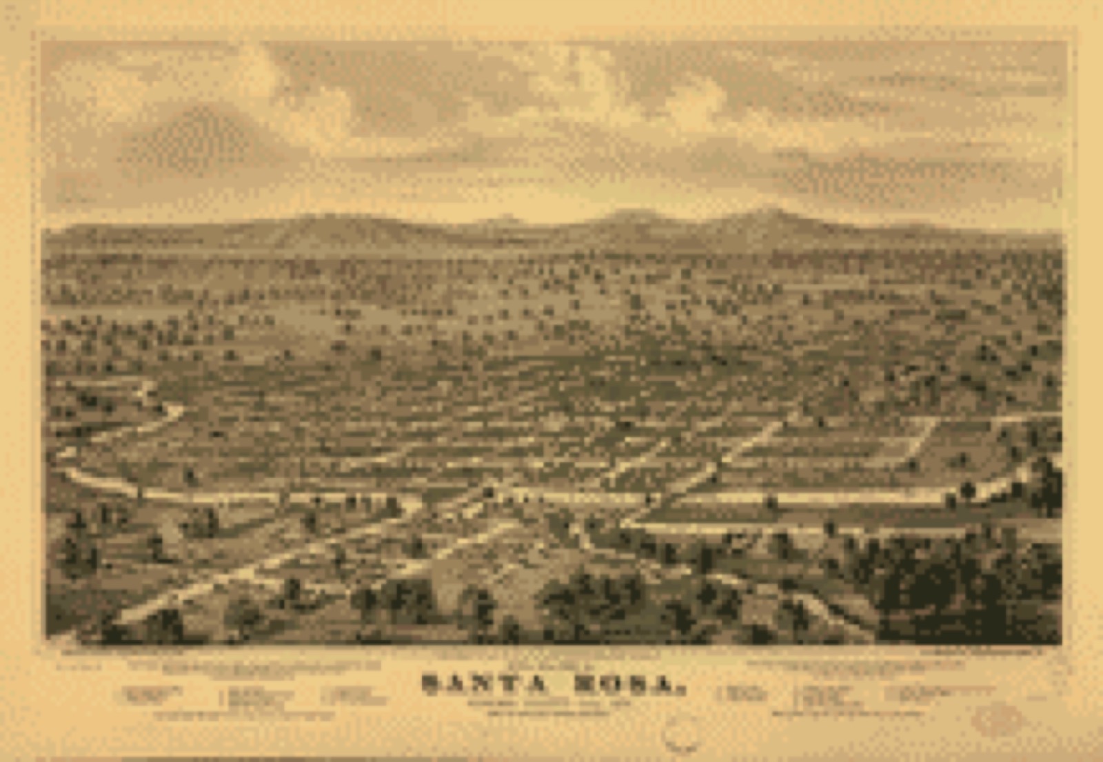 Bird's-eye view, 1876 - Bird's eye view of Santa Rosa, Sonoma County, Cal., 1876