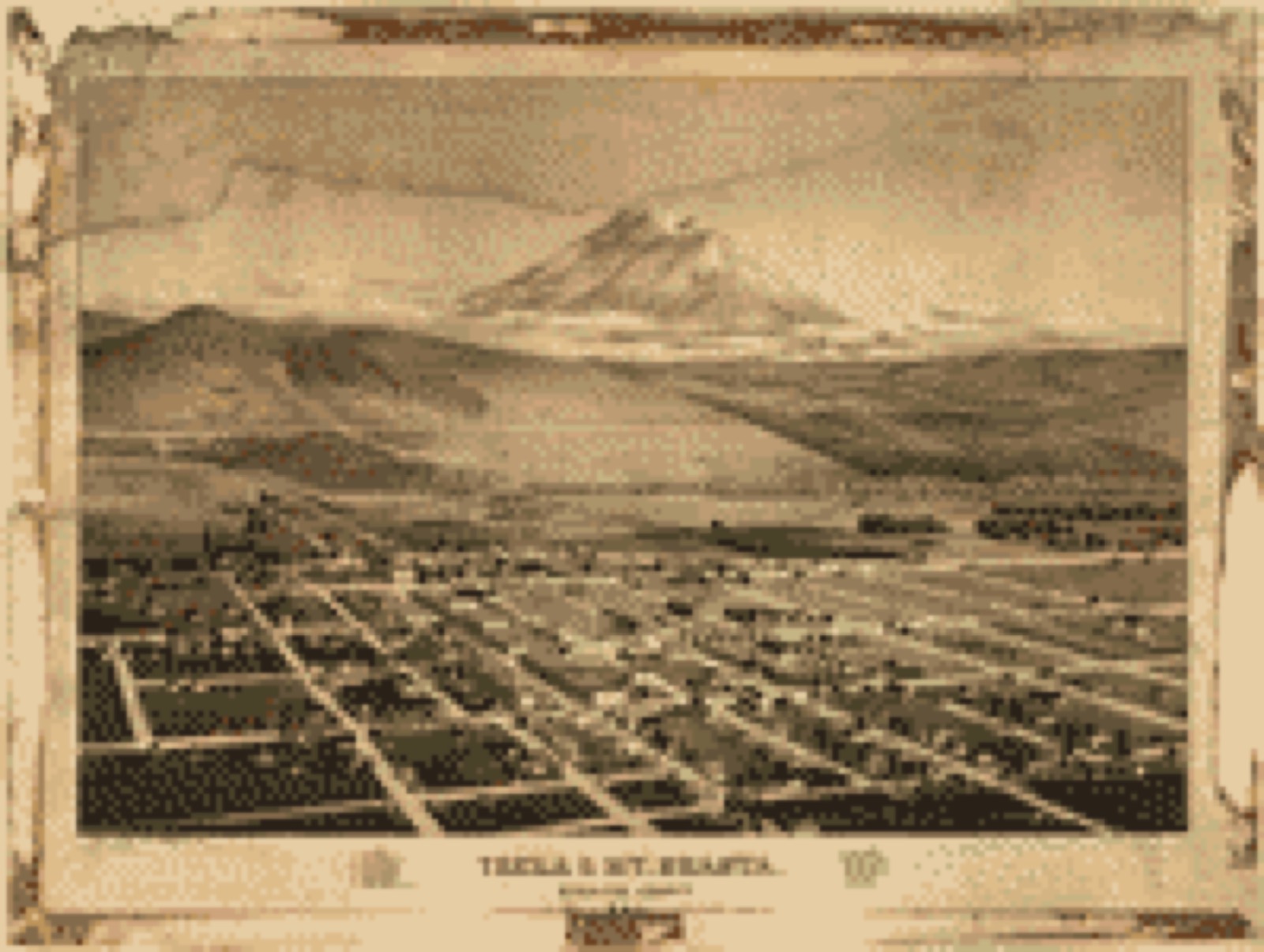 Bird's-eye view, 1884 - Yreka & Mt. Shasta, Siskiyou County, Cal., looking south east