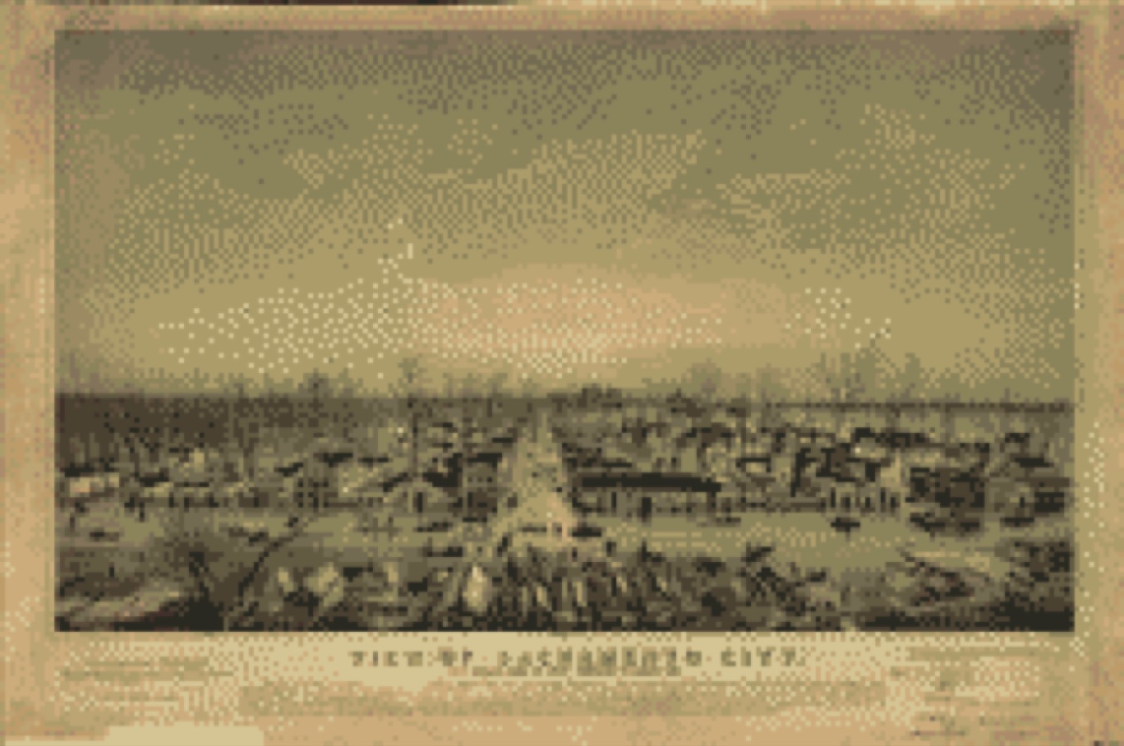 Bird's-eye view, 1850 - View of Sacramento City as it appeared during the great inundation in January 1850